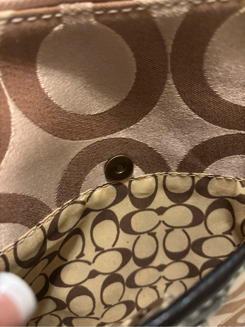 Coach brown and khaki Optic C signature swingpack crossbody